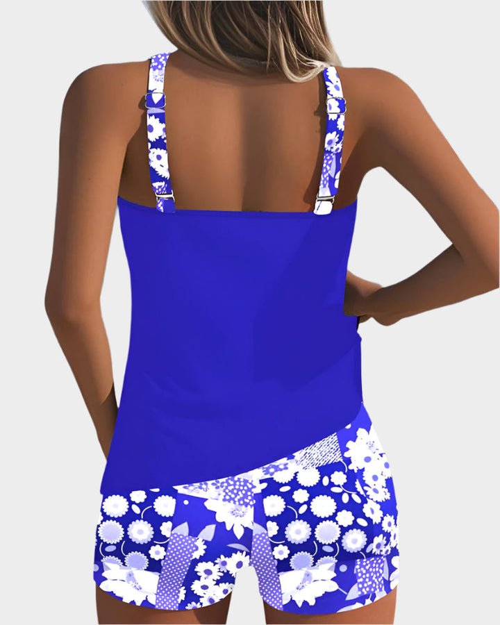 Pohodlné dvoudílné plavky s květinovým designem