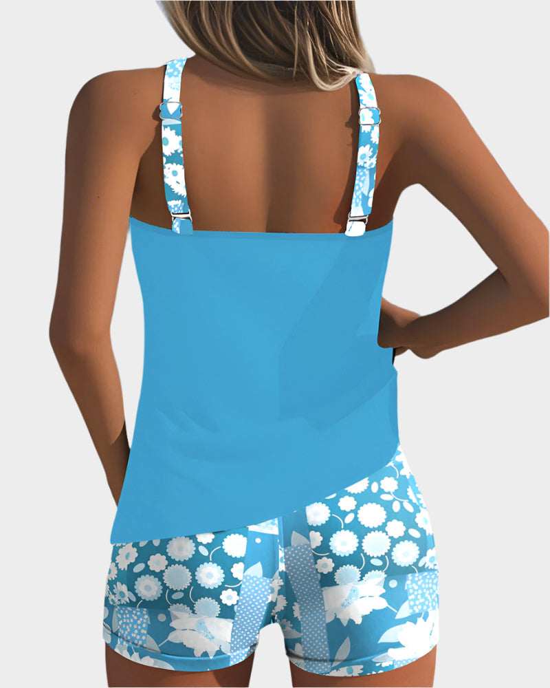 Pohodlné dvoudílné plavky s květinovým designem