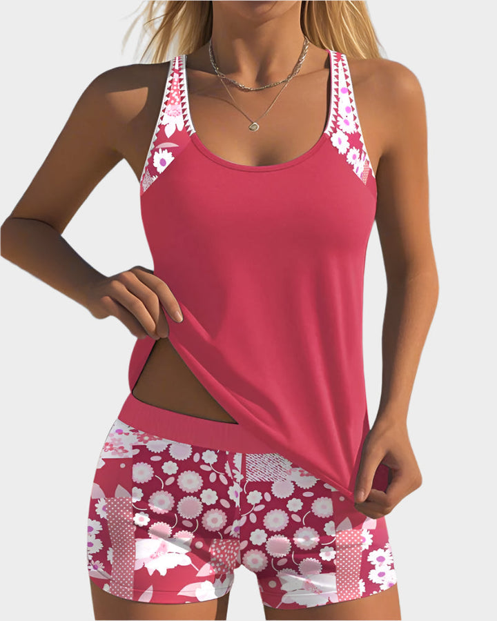 Pohodlné dvoudílné plavky s květinovým designem