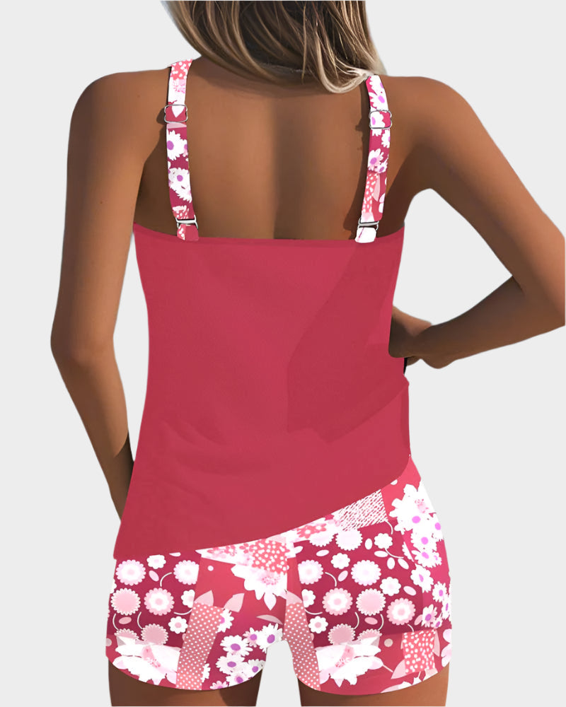 Pohodlné dvoudílné plavky s květinovým designem