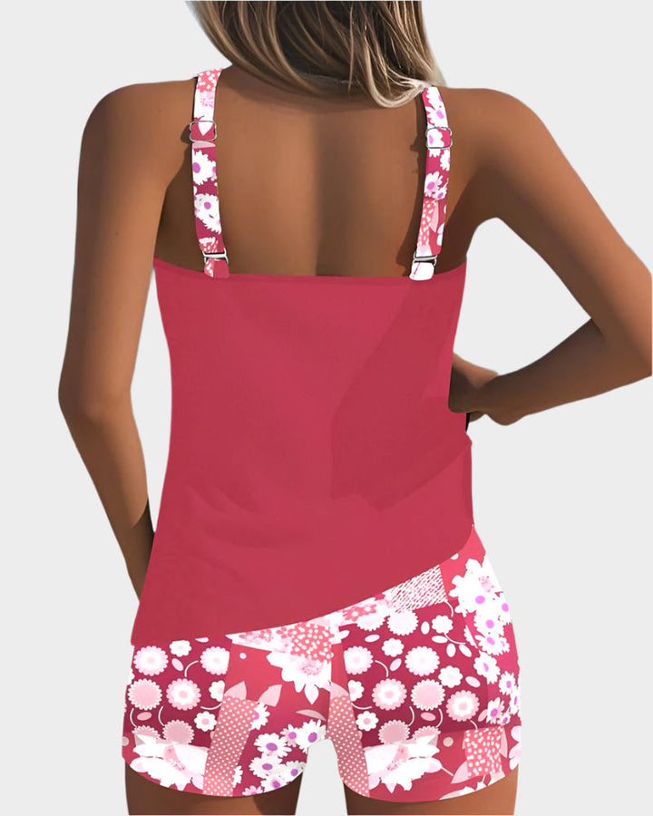 Pohodlné dvoudílné plavky s květinovým designem