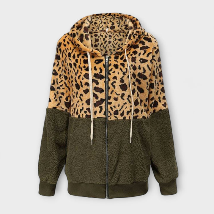 Lea - Fleece mikina s kapucí v leopardím vzoru