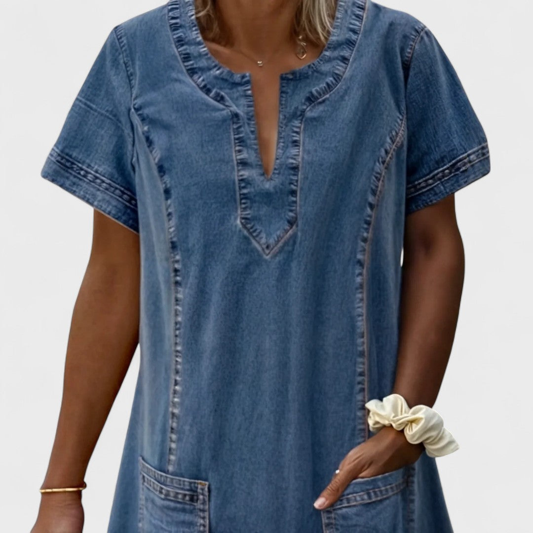 Helga - Měkké Denim Šaty