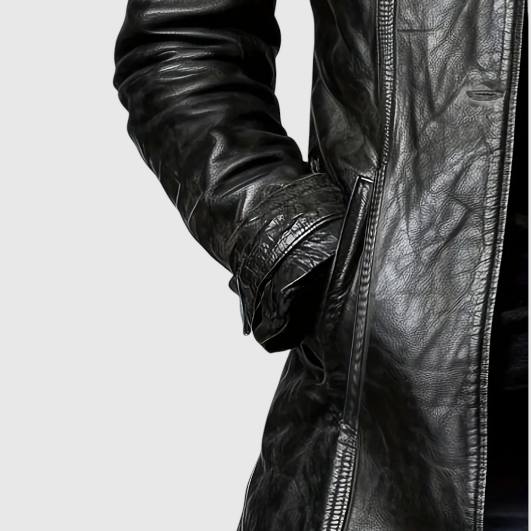 Adelina - Kožený kabát z italské kůže s knoflíky