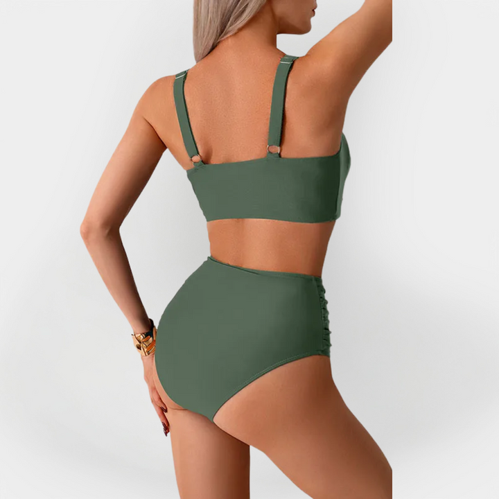 Dámské bikiny s vysokým pasem a lemem na prsou