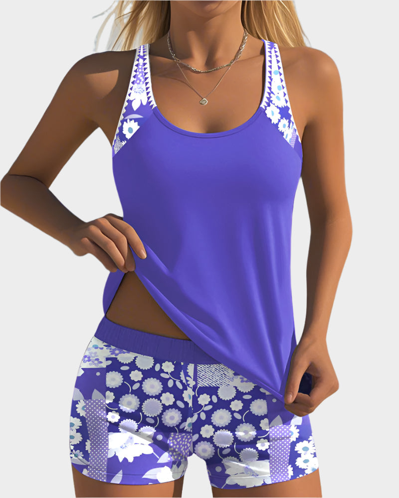 Pohodlné dvoudílné plavky s květinovým designem