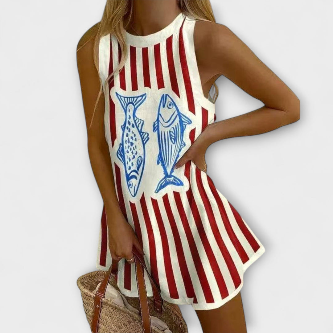 Delara – Mini Šaty s Rybičkovým Vzorem