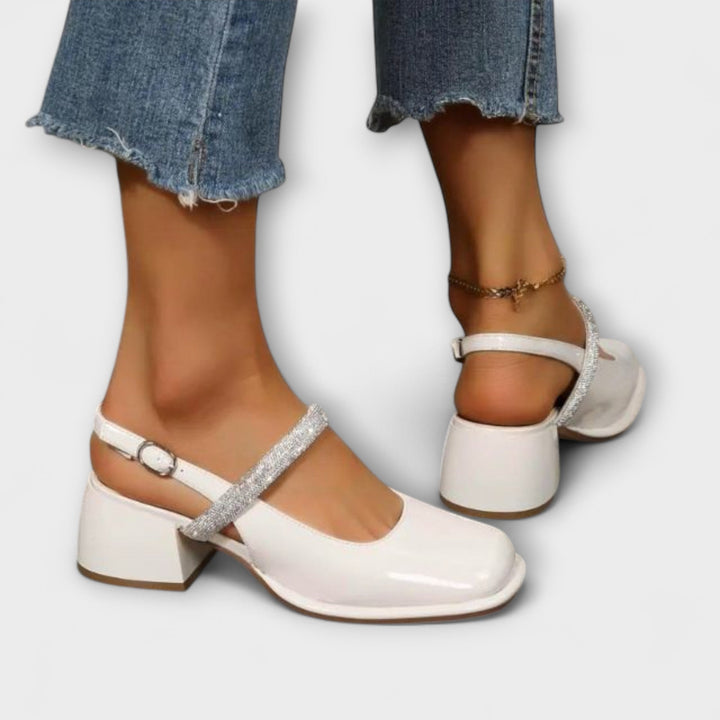 Celandra - Mary Janes s třpytivými pásky a blokovým podpatkem