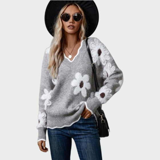 Alma – Elegantní blůza s V výstřihem a květinovým vzorem