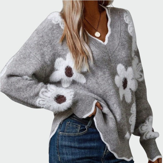 Alma – Elegantní blůza s V výstřihem a květinovým vzorem