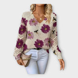 Pletená Blůza s Krajkovými Detaily