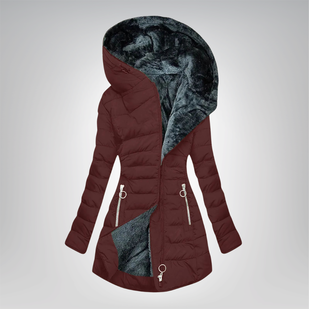 Émeraude | Hřejivý kabát s kožešinovým podšívkou