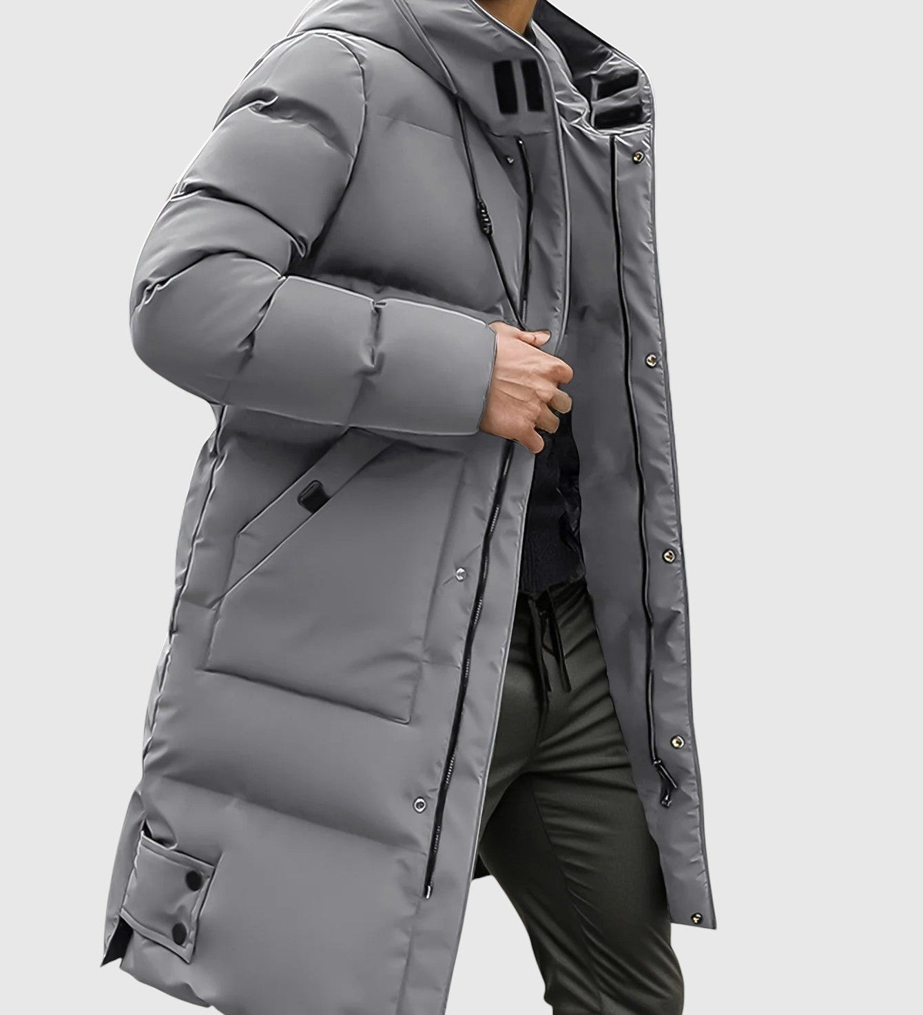 Jan – Prošívaný dlouhý kabát s kapucí