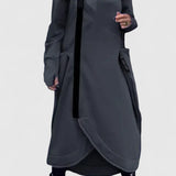 MARIE-Dlouhý kabát s kapucí a zipem