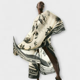 Melissa - Extra velký kaftan s potiskem plameňáka