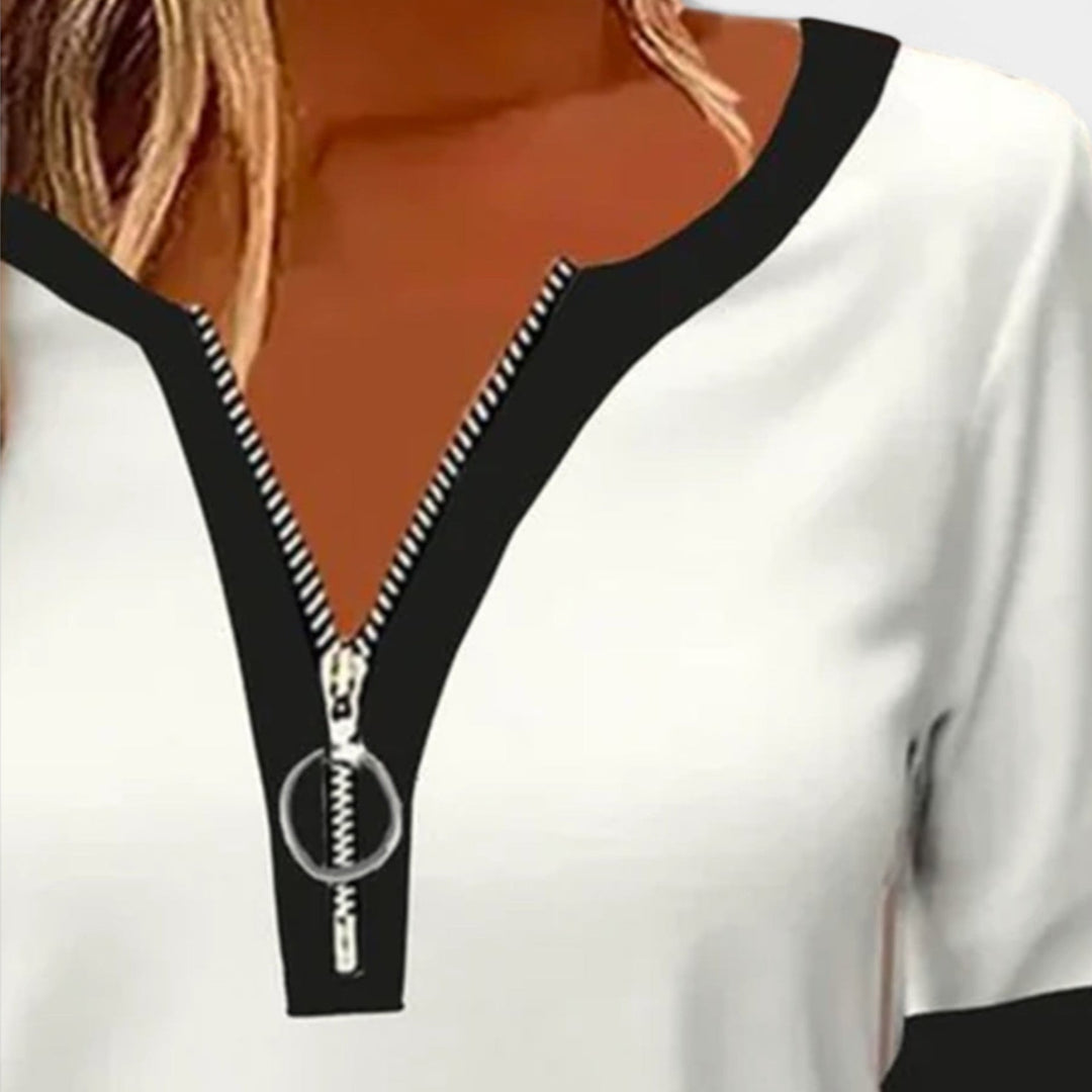 Dlouhý rukáv T-shirt s zipem