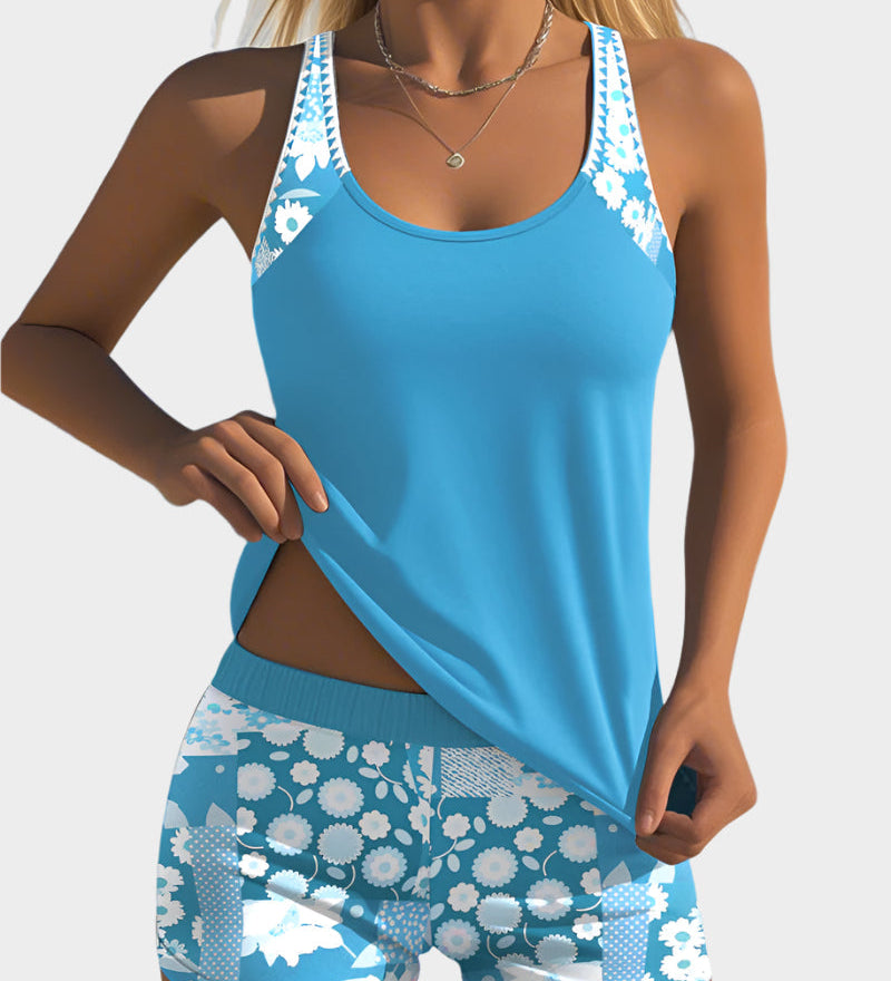 Pohodlné dvoudílné plavky s květinovým designem