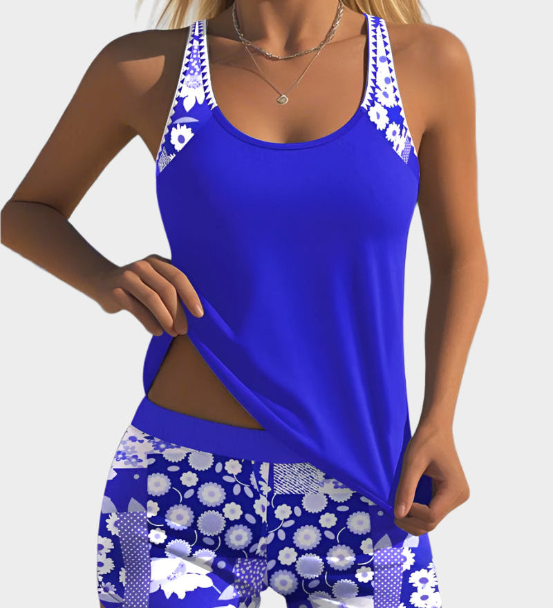 Pohodlné dvoudílné plavky s květinovým designem