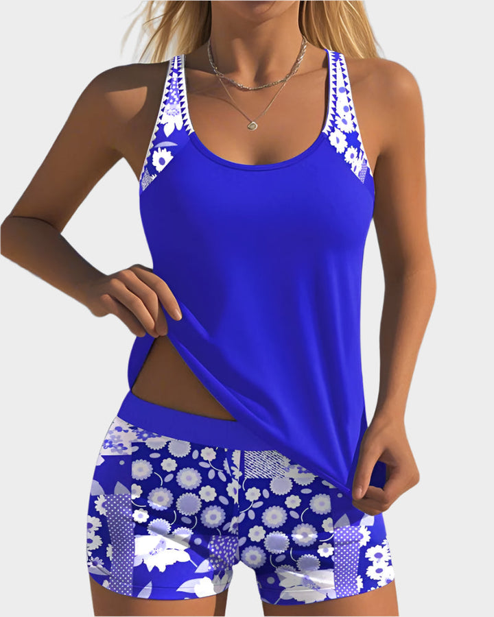 Pohodlné dvoudílné plavky s květinovým designem