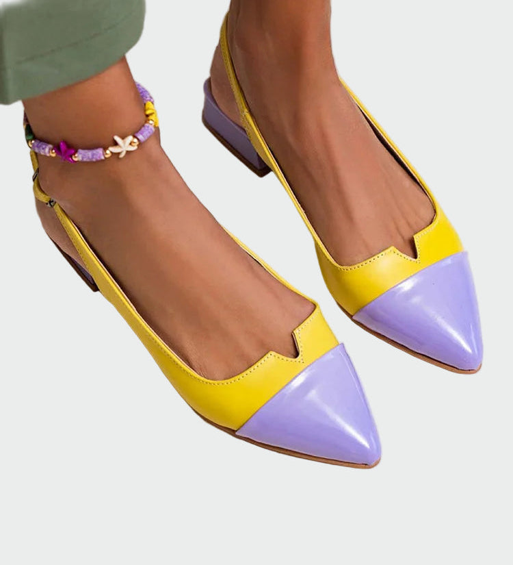 Baleríny s špičatou špičkou a dvoubarevným detailem