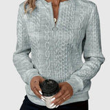 Amalie - Pletený svetr s copánkovým vzorem na zip