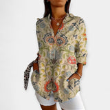 Blůza s Knoflíky a Květinovým Designem