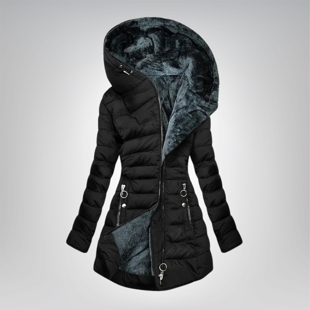 Émeraude | Hřejivý kabát s kožešinovým podšívkou