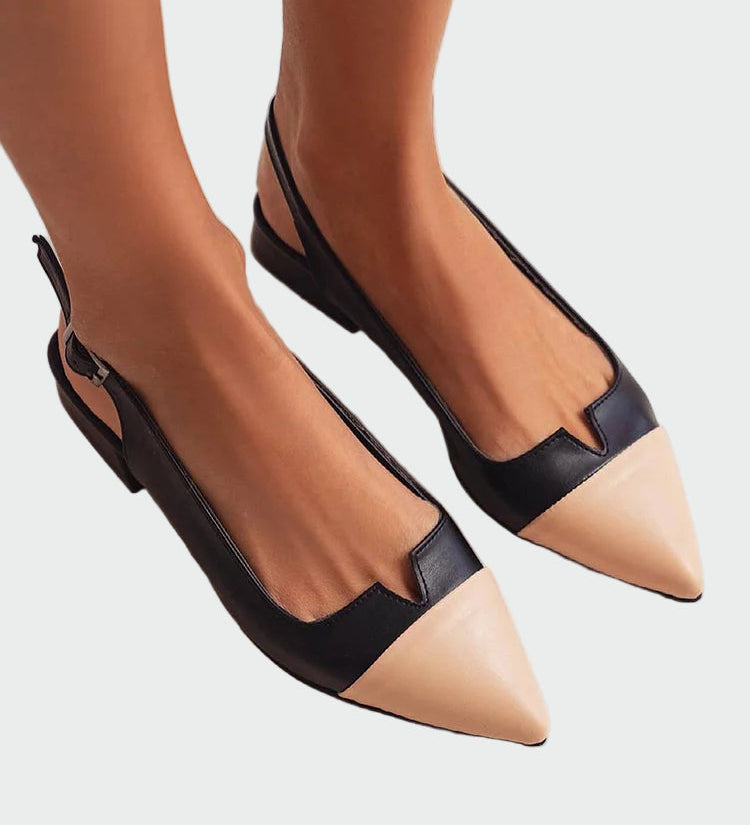 Baleríny s špičatou špičkou a dvoubarevným detailem