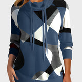 Pletená mikina s uměleckým designem a kapucí