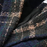 Isaline | Klasický Vlněný Kabát s Károvaným Vzorem