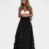 Boho Sukně s Síťovinou a Saténovým Okrajem