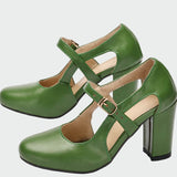 Boty s pohodlným podpatkem a T-řemínkem