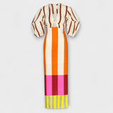 Kaya - Maxi šaty s výřezem a balónovými rukávy