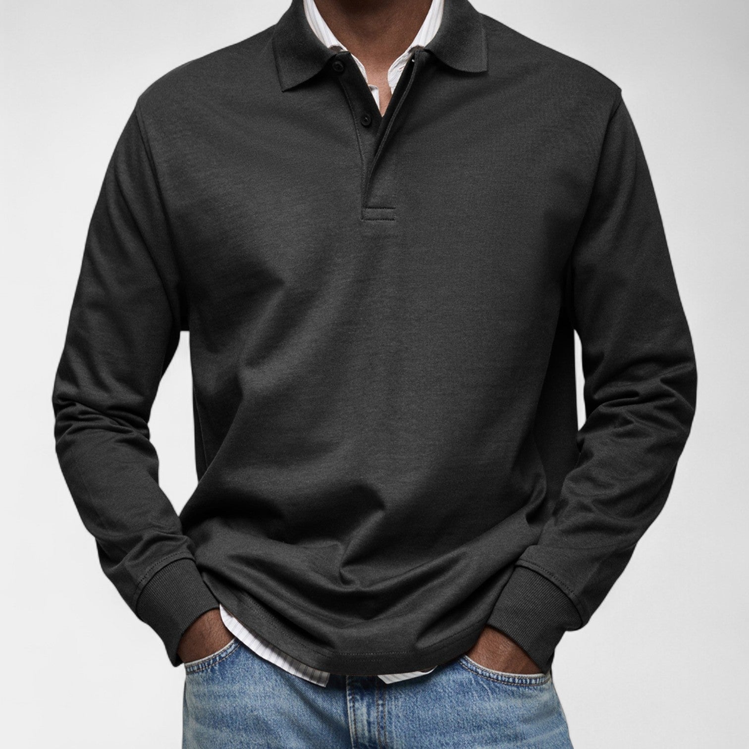 Tomáš – Elegantní pánské polo s dlouhým rukávem