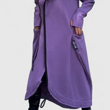 MARIE-Dlouhý kabát s kapucí a zipem