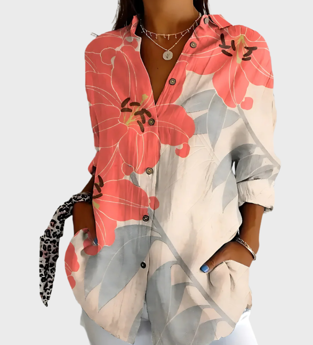 Bavlněná košile s květinovým designem