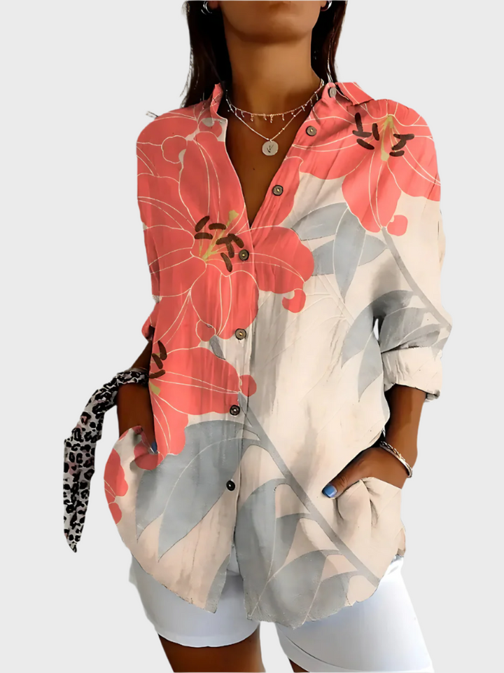 Bavlněná košile s květinovým designem