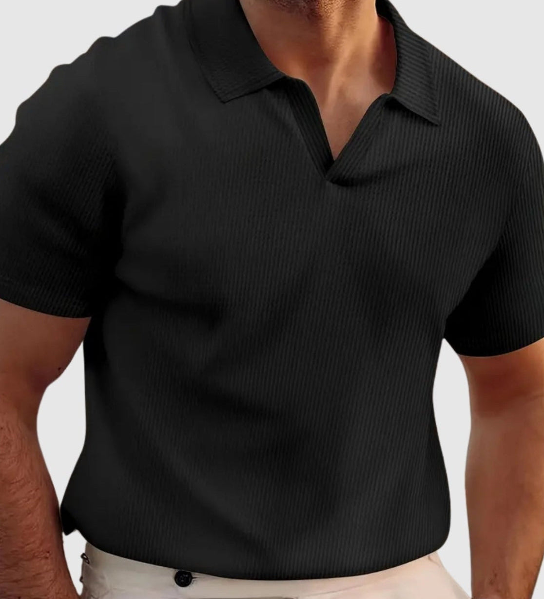 Libuše– Žebrované tričko s výstřihem do V