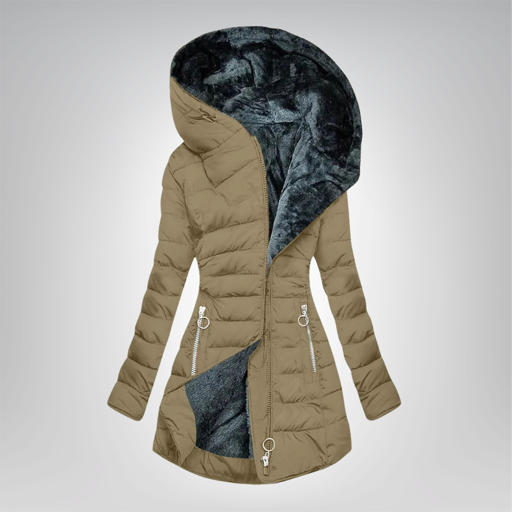 Émeraude | Hřejivý kabát s kožešinovým podšívkou