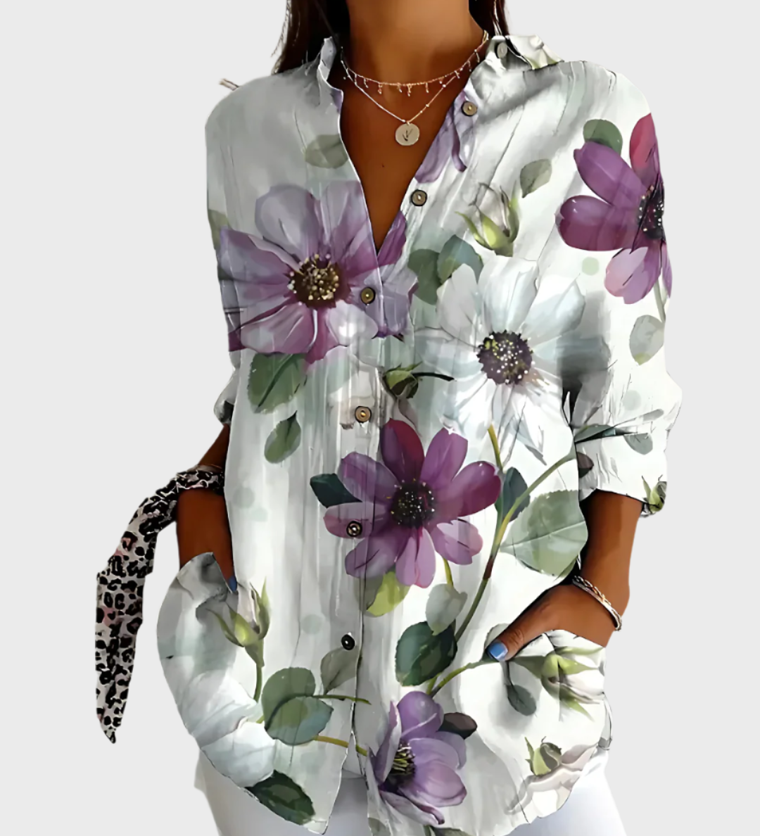 Bavlněná košile s květinovým designem