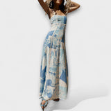 Terazza Ric Rac - Maxi šaty z lnu s rozšířeným střihem