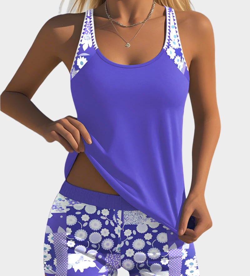 Pohodlné dvoudílné plavky s květinovým designem