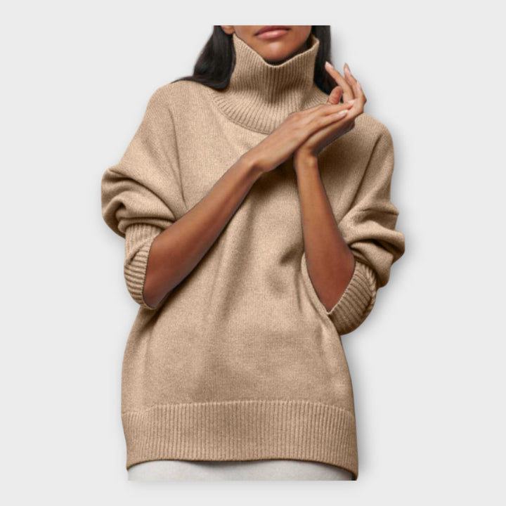 Pletený svetr s vysokým límcem