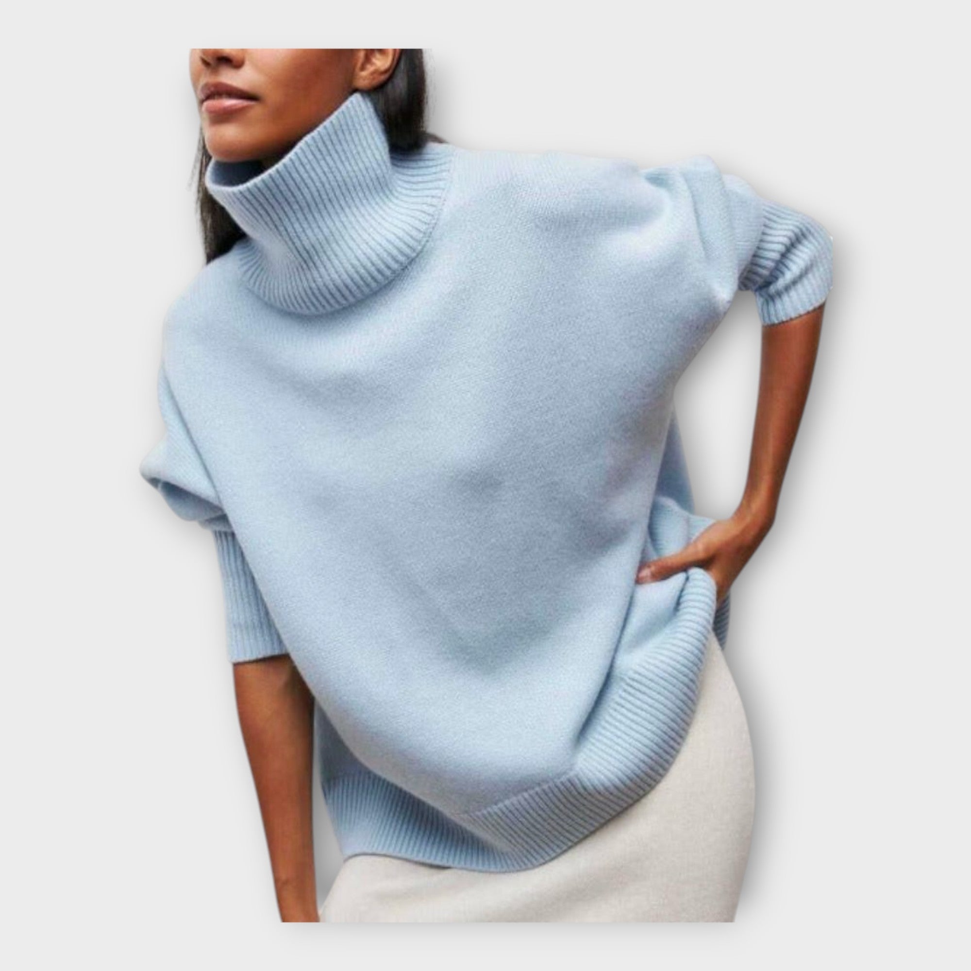 Pletený svetr s vysokým límcem