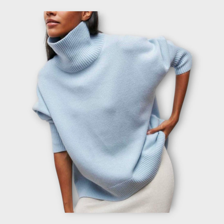 Pletený svetr s vysokým límcem