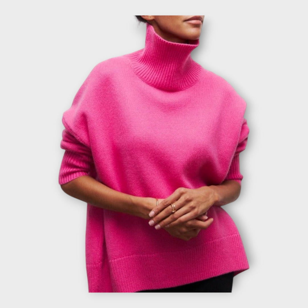 Pletený svetr s vysokým límcem