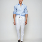 Lněná Pop-over Košile - Světle Modrá