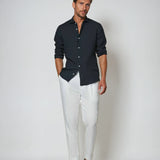 Esenciální Lněná Košile - Námořnická Modrá