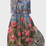 Impresionistické vzorované dlouhé šaty