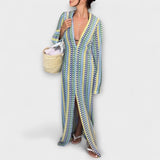 Elina – Maxi šaty s V-výstřihem a prázdninovým nádechem